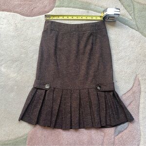 Tweed Midi Pleated Pencil Skirt